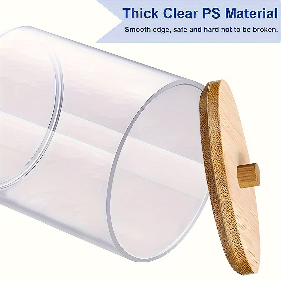 Thumbnail: Clear Bathroom Canister Set with Bamboo Lids  3Piece Storage