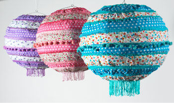 Round Handprinted Cotton Lampshade