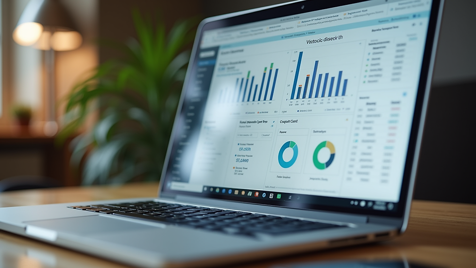 Eye-level view of a laptop displaying tax software dashboard