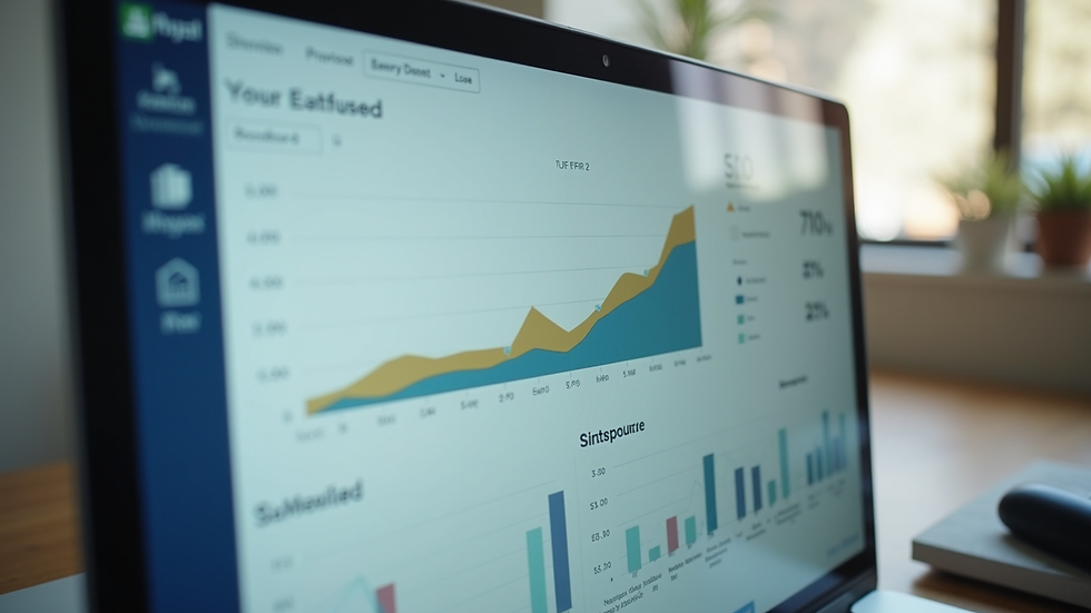 Close-up view of a computer screen showing nonprofit accounting software dashboard