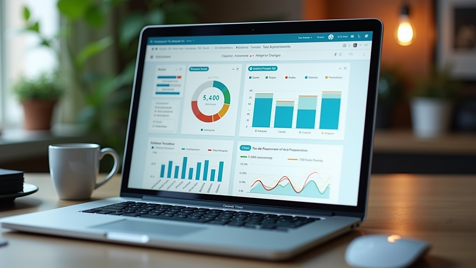 Eye-level view of a laptop displaying tax software dashboard