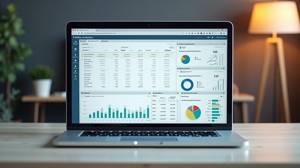 Eye-level view of a laptop displaying tax software dashboard
