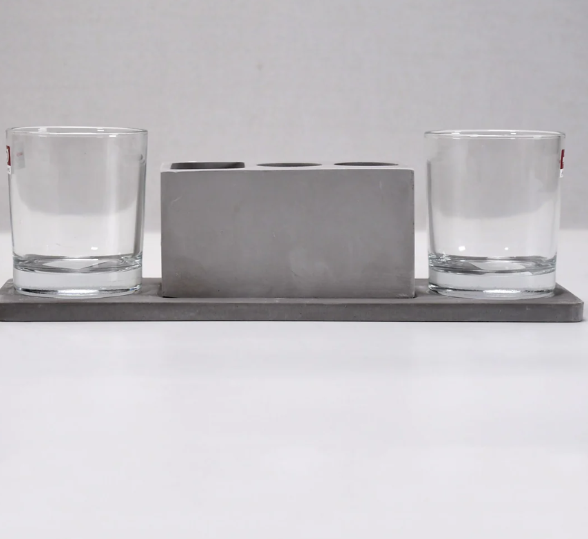 Thumbnail: 2 Wine Glasses & Marble Holder - Attractive Design for Hotels & Cafes