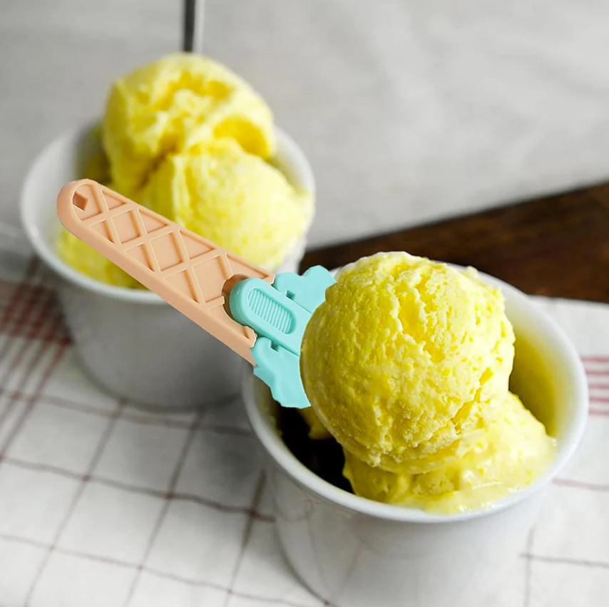 Thumbnail: Premium 2-Piece Plastic Ice Cream Scoop Set with Easy-Release