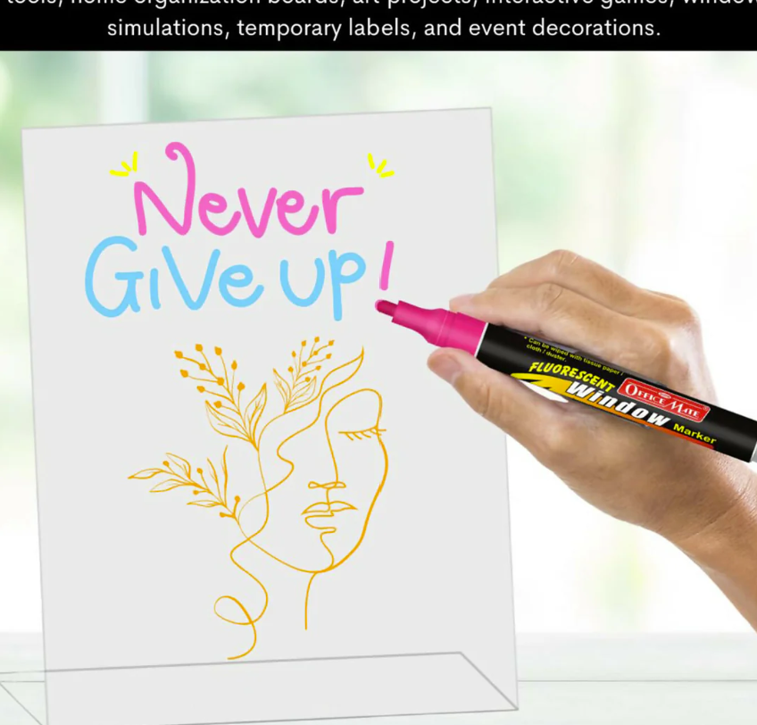 Thumbnail: Neon Glass Window Marker Acrylic Art Drawing Kit with 5 Fluorescent Markers