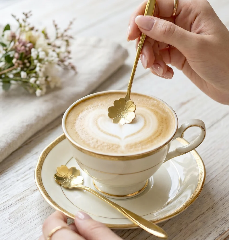 Thumbnail: Golden Mini Stainless Steel Serving Spoon Set - 4 pcs