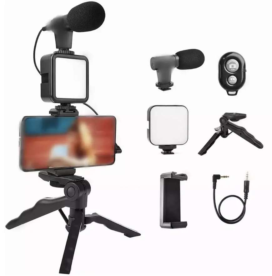 Thumbnail: Vlogging Kit – Mini Tripod, Mic & LED Light for Video Making | Mobiléon