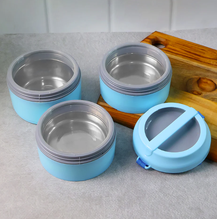 Thumbnail: 3-Layer Insulated Lunch Box Set with Handle & Strap