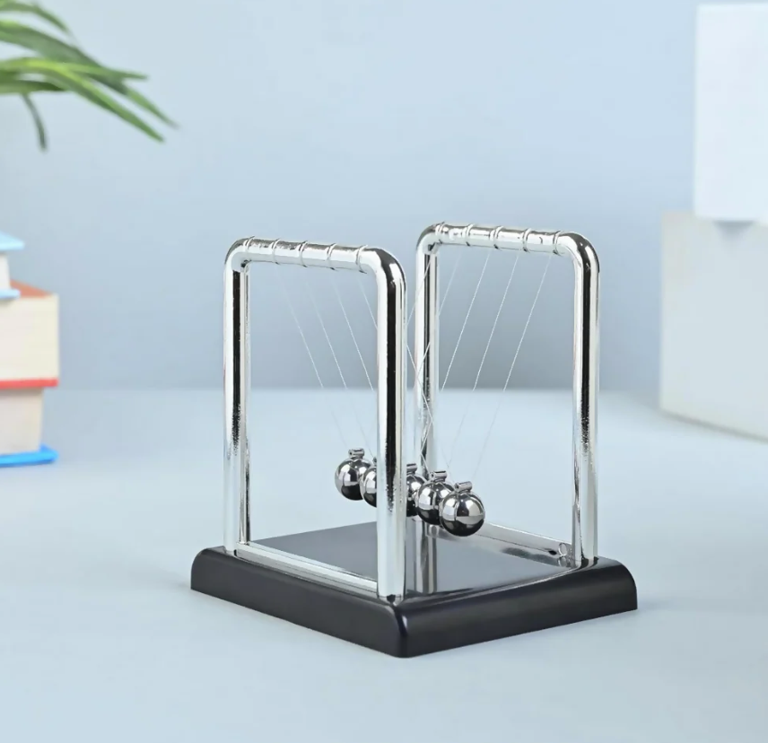 Thumbnail: Newton Cradle Desk Toy – Metal Balls for Office Décor - Square