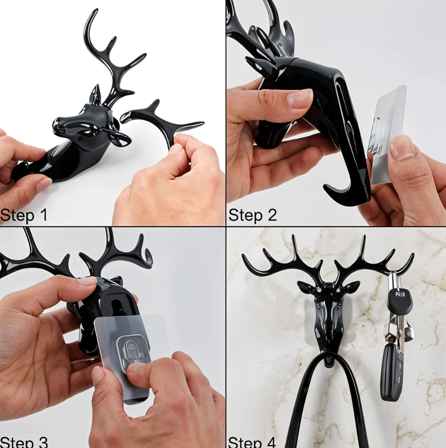 Thumbnail: Deer Head Self Adhesive Wall Door Hook Hanger