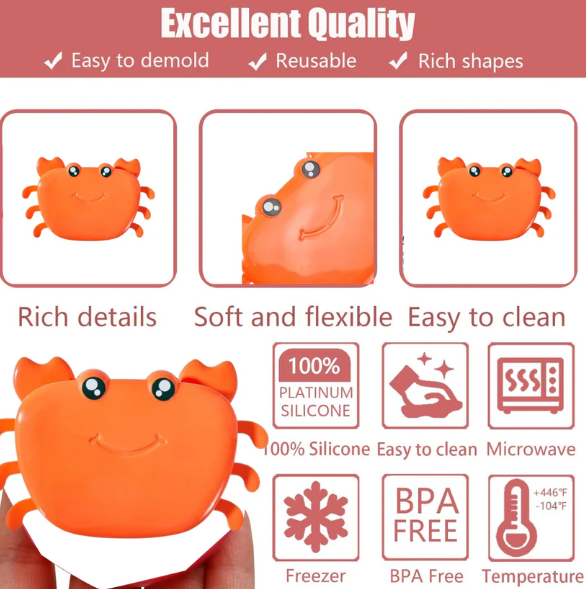 Thumbnail: Creative Crab Shape Ice Mold Tray Silicone Ice Cube Maker Fun Cartoon Ice Tray