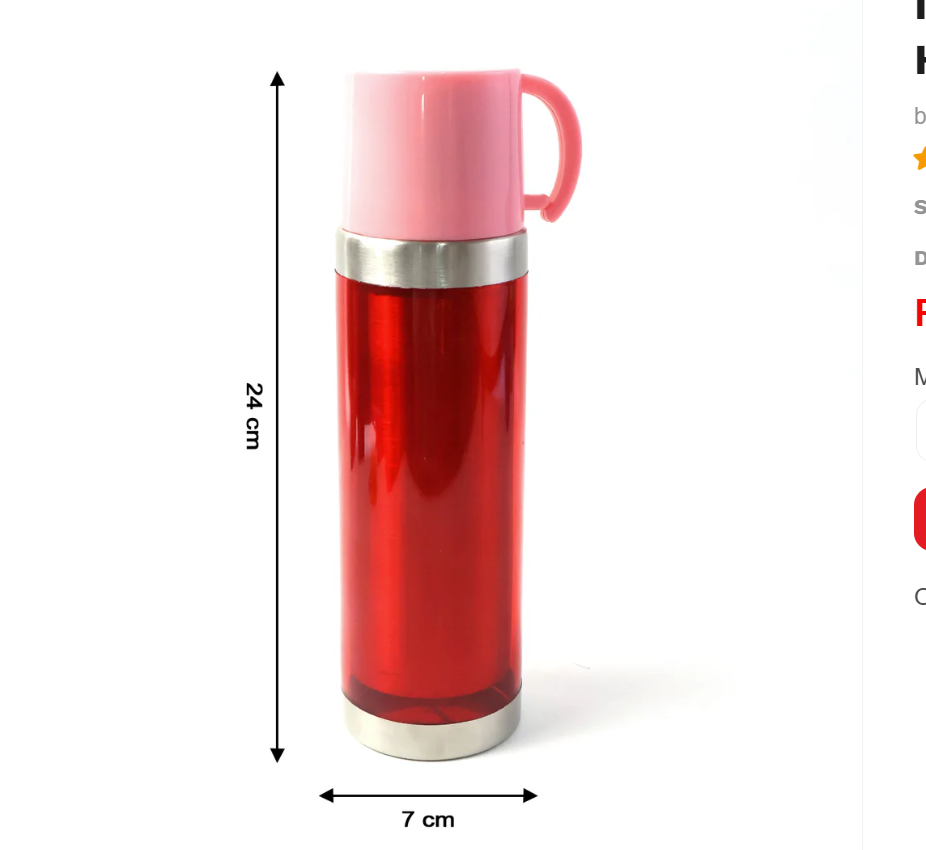 Thumbnail: Insulated Travel Mug Bottle 500ML with Handle & Stainless Steel Base