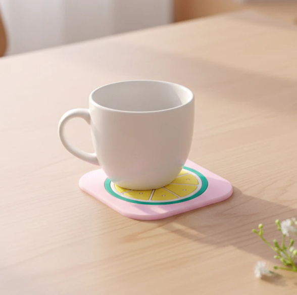 Thumbnail: Heat-Resistant Silicone Lemon Drink Coaster for Tables, 8x8 cm