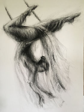 Girl in Flight - Original Drawing