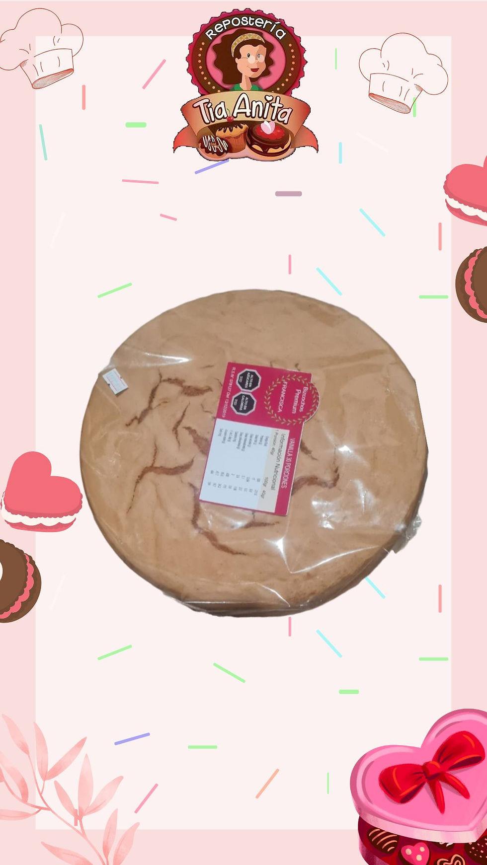 Bizcocho Circular para 20 personas ideal para tortas medianas con relleno y cobertura