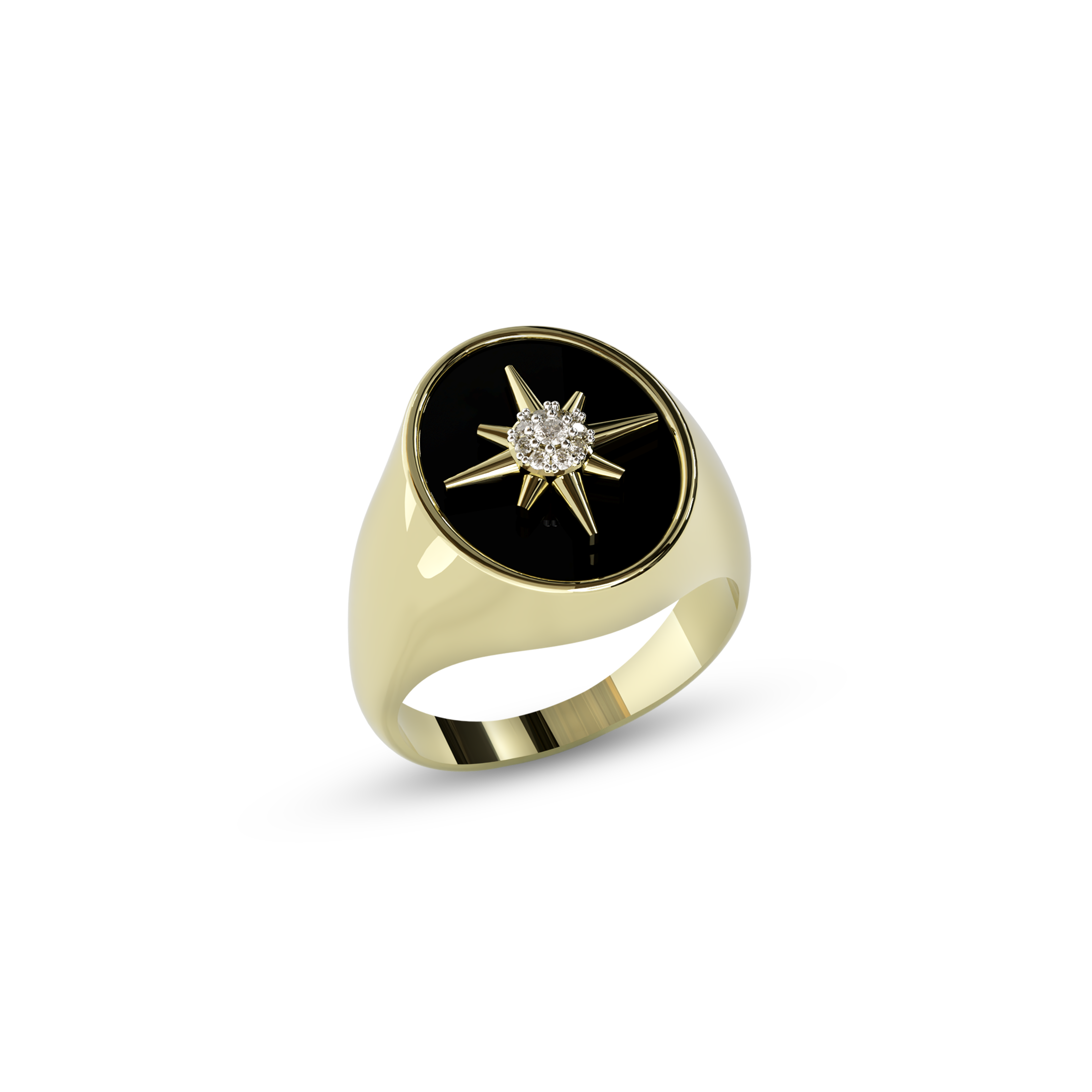 Oval North Star Onyx Ring