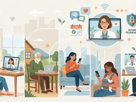 Patient in an online psychiatrist video appointment.