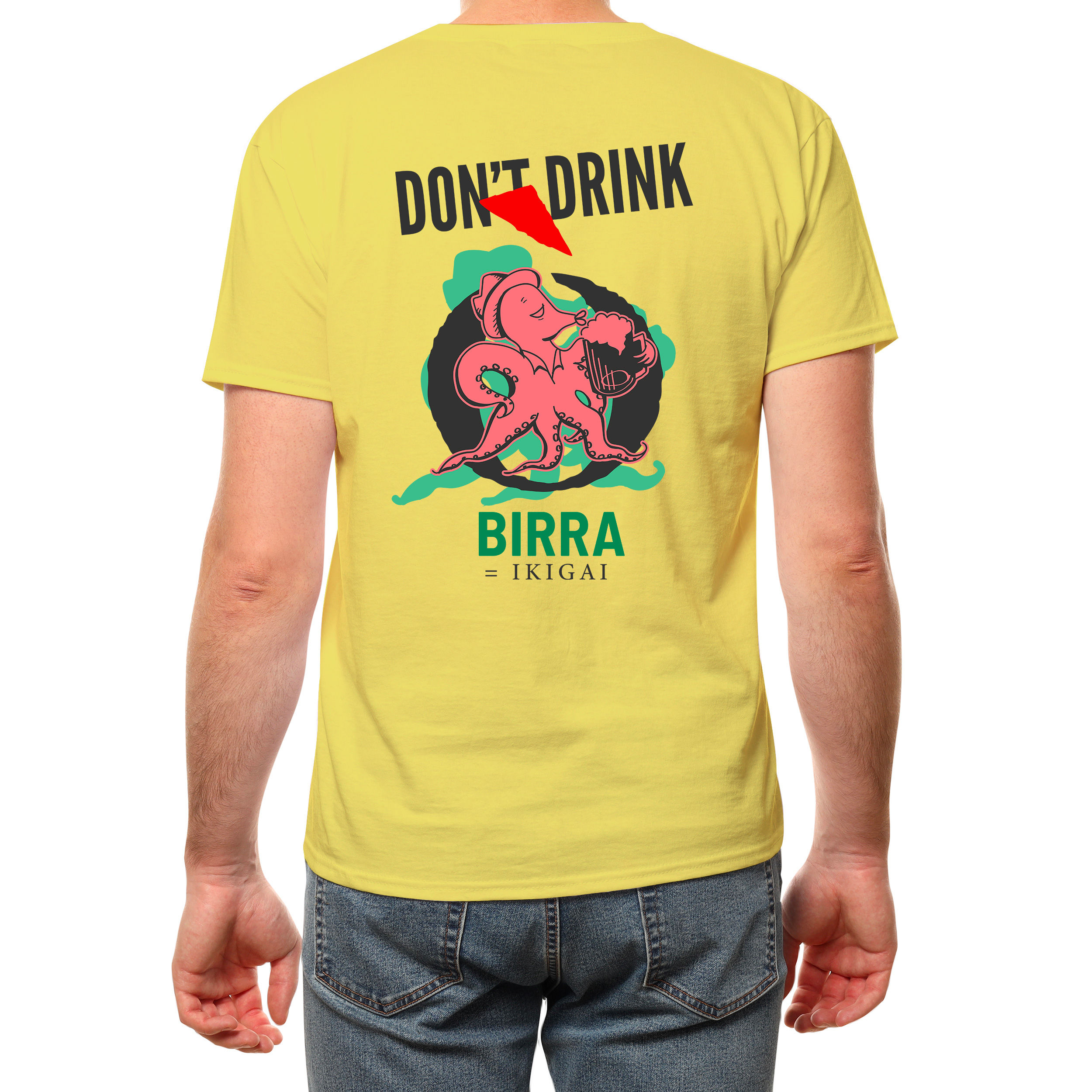Ò-ste Octopus Beer T-Shirt - Italian Pop Style - yellow