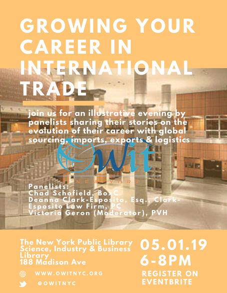 Join Deanna on 5/1 for a Panel on Growing Your Career in International Trade