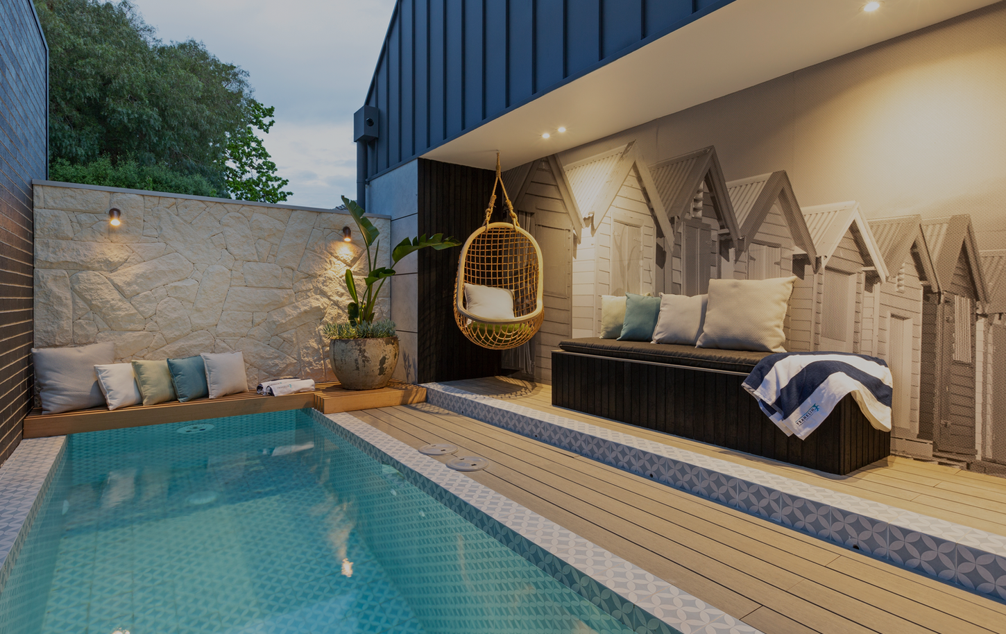 Image of House 2's pool space from The Block 2020.