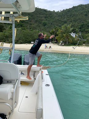 Salty Badger captain dropping anchor