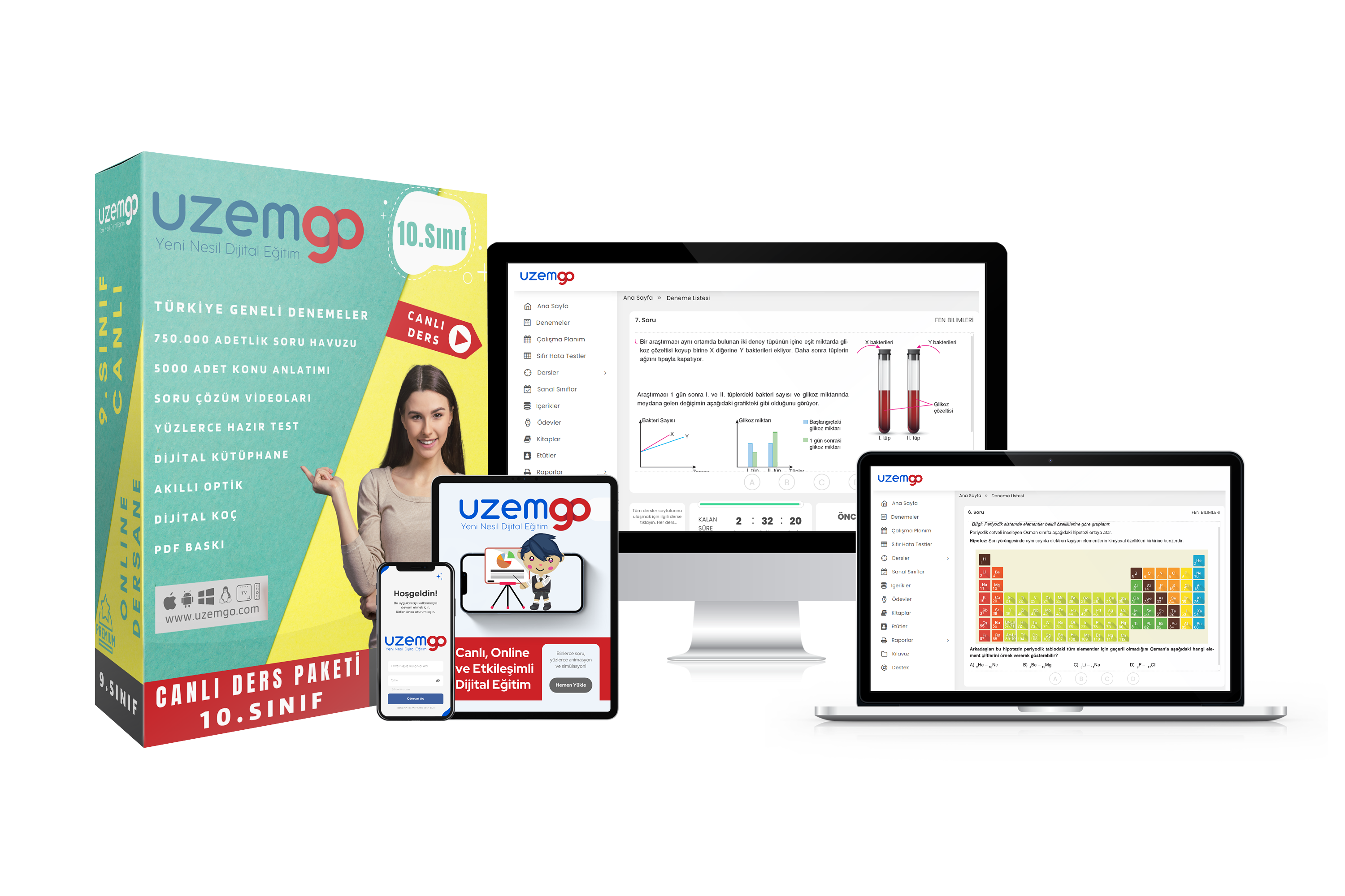 UzemGO 10.Sınıf Online Dershane(Canlı Dersler+Dijital+Basılı Kitaplar)