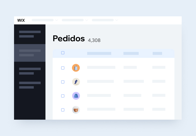 A aba Pedidos no painel de controle de um site de eCommerce criado e gerenciado na plataforma Wix.