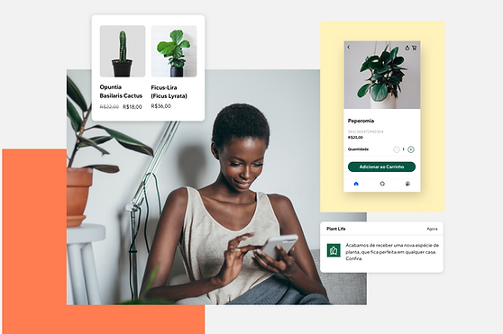 Imagens que mostram como os membros podem usar o aplicativo Spaces by Wix para se conectar com um negócio.