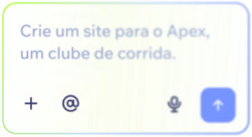 Uma caixa de texto que diz “crie um site para o Apex, um clube de corrida”
