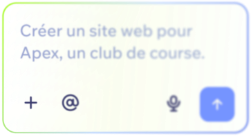 Une zone de texte indiquant “créer un site web pour Apex, un club de course”