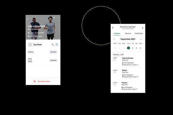 Visning af en træningsvirksomhed og hvordan den ser ud i Wix Owner App.