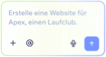 Ein Textfeld mit dem Text „Erstelle eine Website für Apex, einen Laufclub“