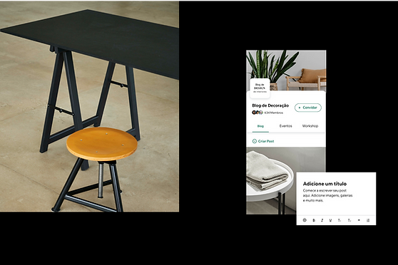 Imagens da pré-visualização de um blog no App Wix Owner.