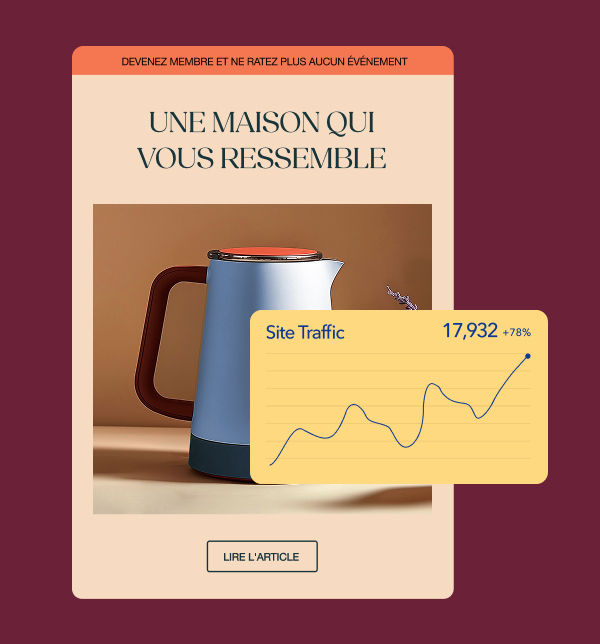 Une publication sur les réseaux sociaux pour un article et un graphique montrant la croissance du trafic.
