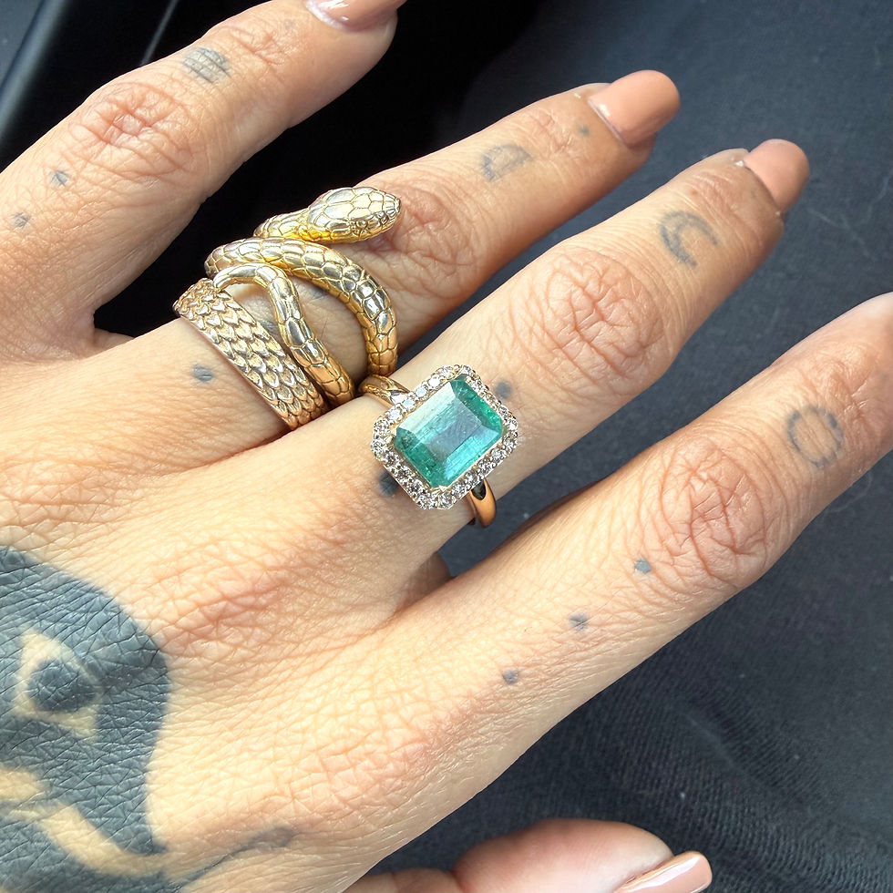 Miniature : ~EIRA~ final setting glacial green emerald x diamond ring 