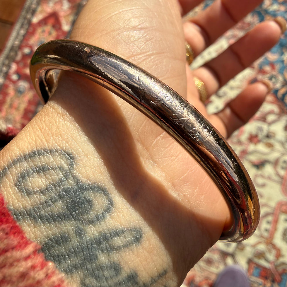 Miniature : Antique 9k rose gold silver lined golf bangle 