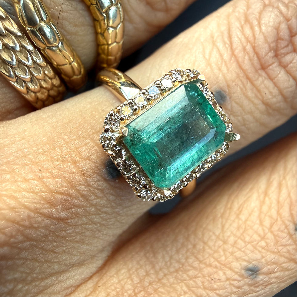 サムネイル： ~EIRA~ final setting glacial green emerald x diamond ring 