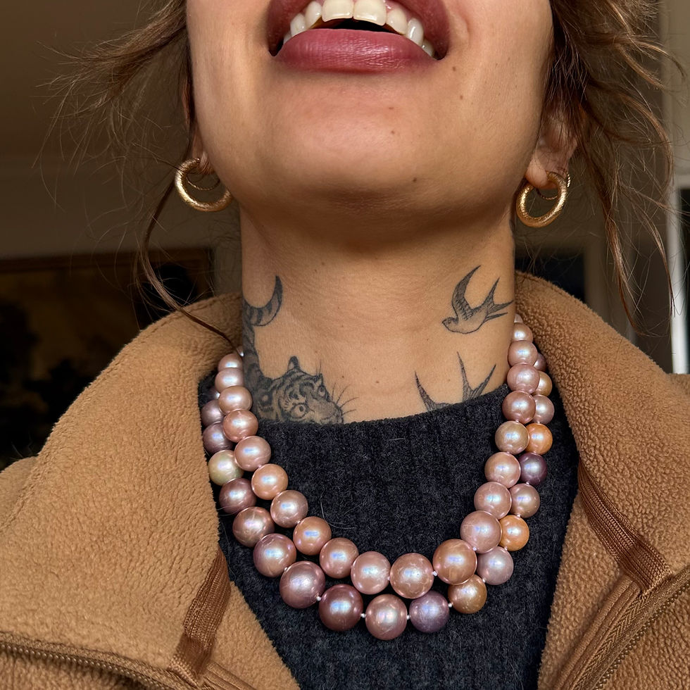 Miniatura: ~RUKSANA~ golden pink freshwater pearls 