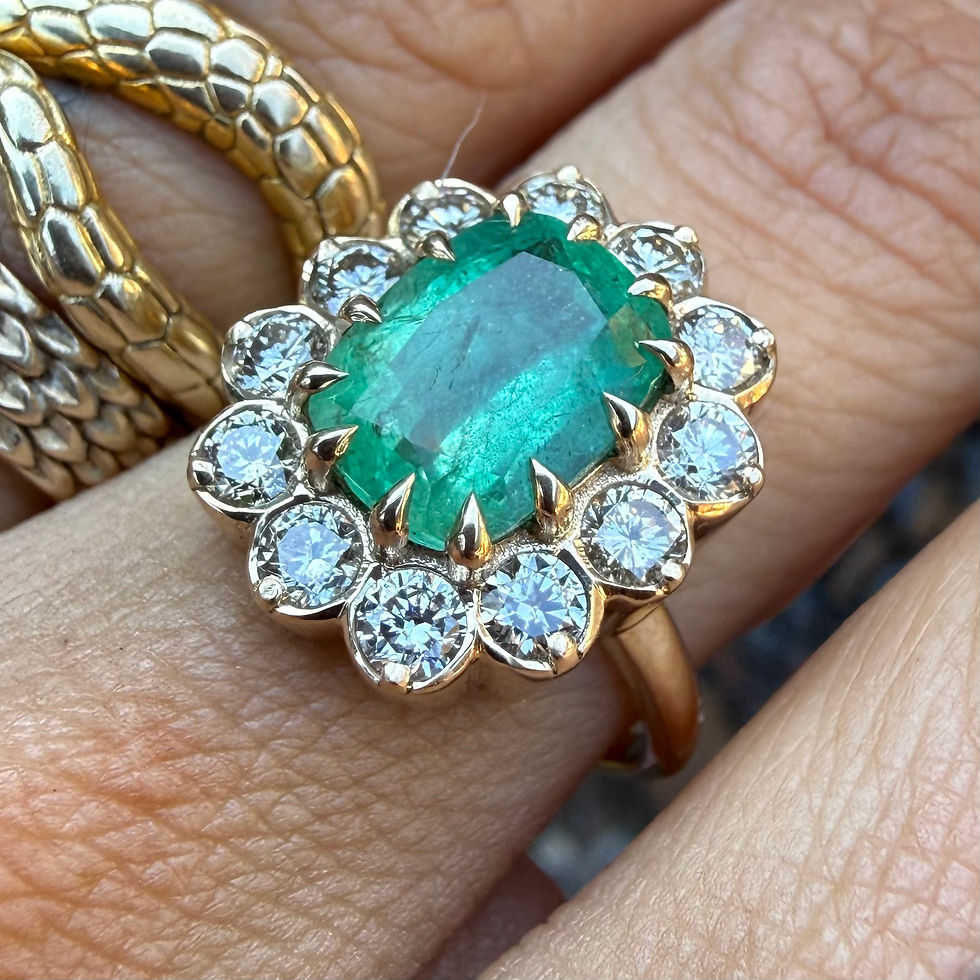 サムネイル： ~UMIKO~ large diamond halo emerald ring 
