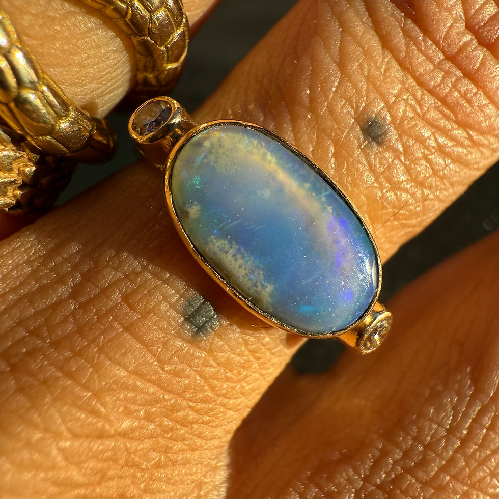 縮圖：~SAGATEA~ solid Lightning Ridge Australian opal ring 