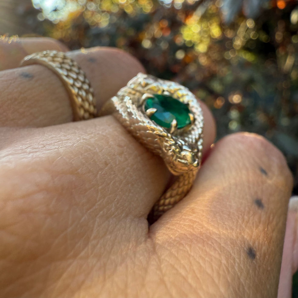 Thumbnail: ~MEHEN~ Ouroboros gold and emerald ring   
