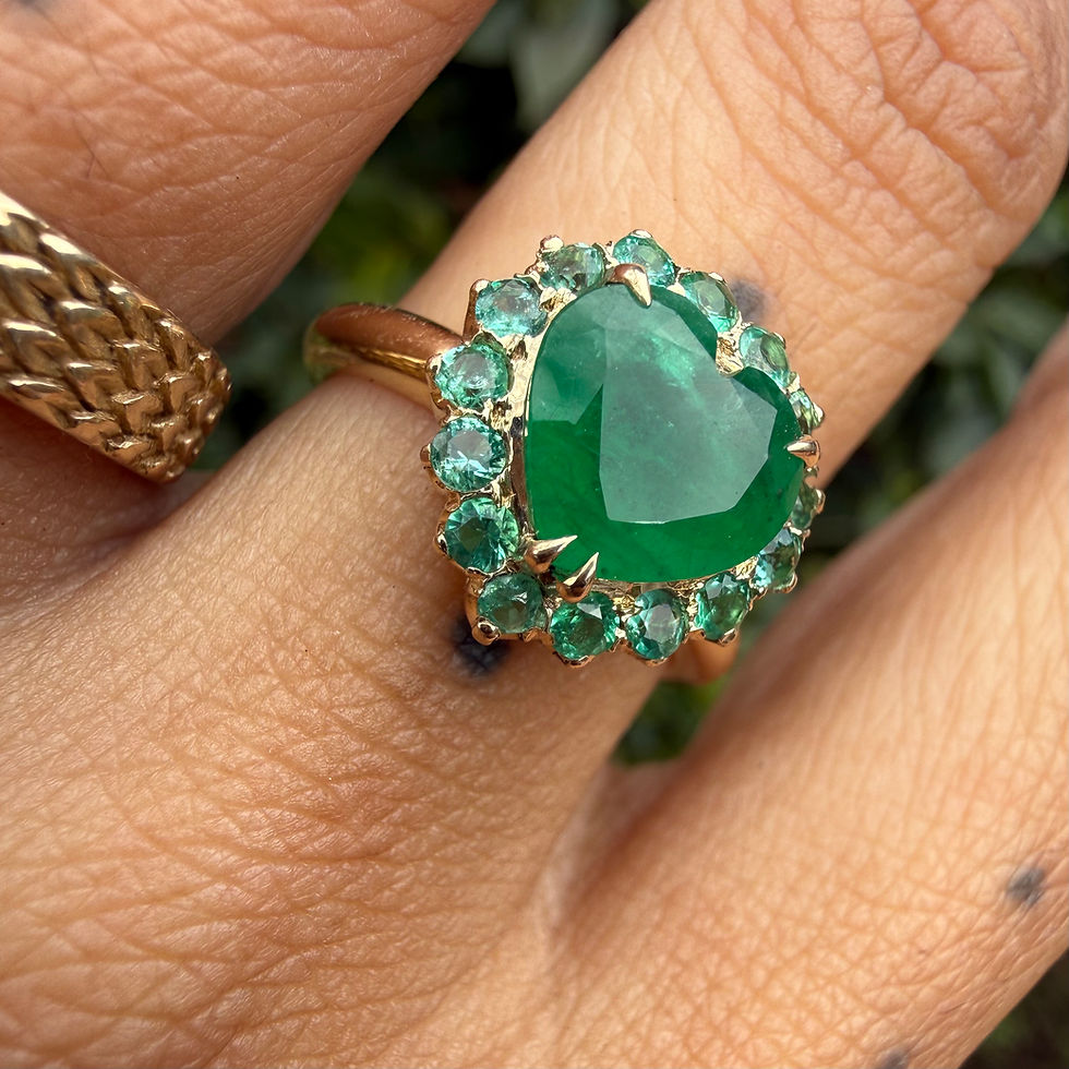 Miniatura: ~AGAHPEH~ emerald heart with emerald halo ring