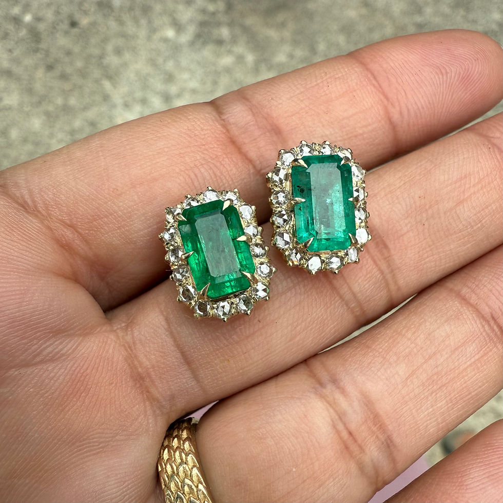 Thumbnail: ~ SUNFIRE~ emerald x diamond studs 