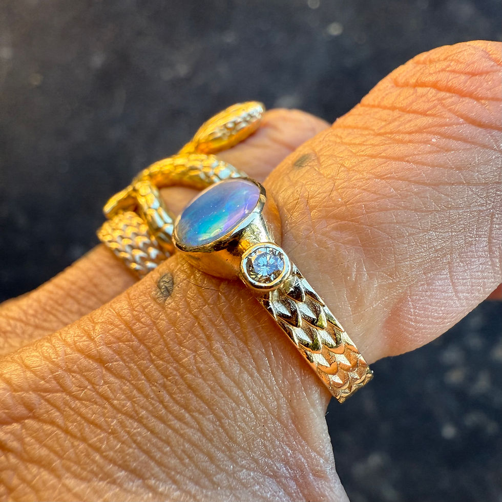 縮圖：~SAGATEA~ solid Lightning Ridge Australian opal ring 