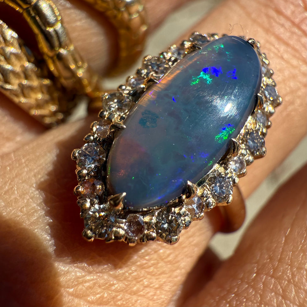Miniature : ~STARLIGHT~ Lightning Ridge opal ring 