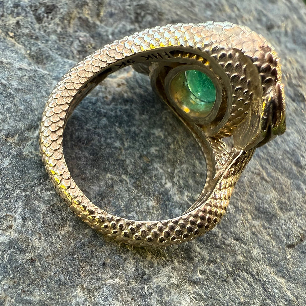 Thumbnail: ~MEHEN~ Ouroboros gold and emerald ring   