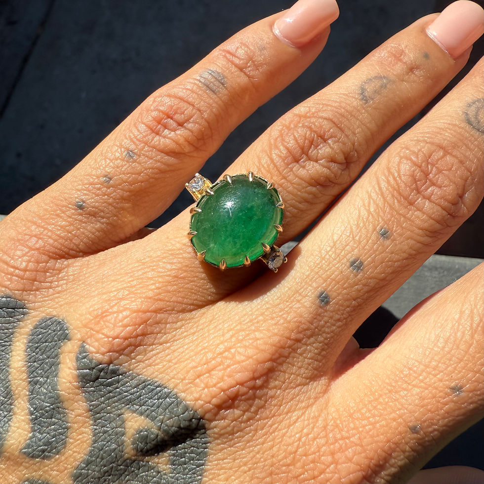 Thumbnail: ~UMIKA~ large emerald cabochon ring 