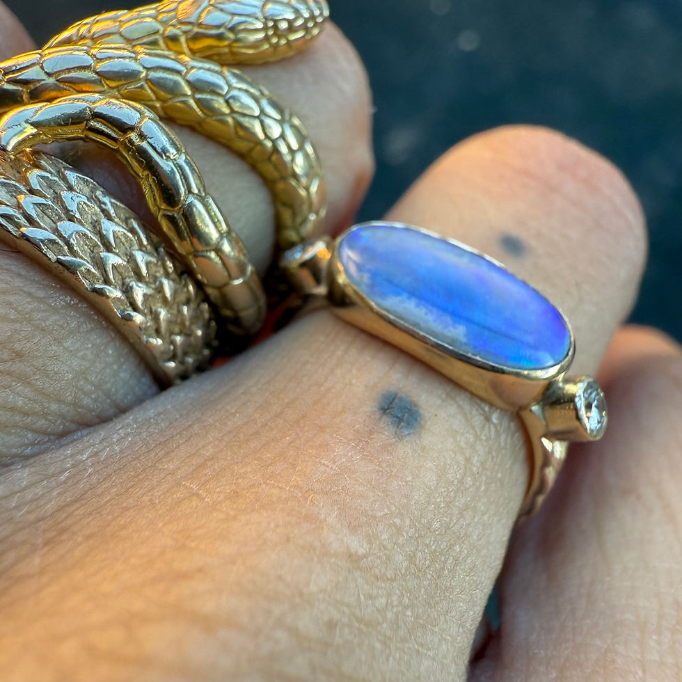 縮圖：~SAGATEA~ solid Lightning Ridge Australian opal ring 
