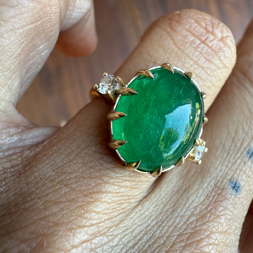 Thumbnail: ~UMIKA~ large emerald cabochon ring 