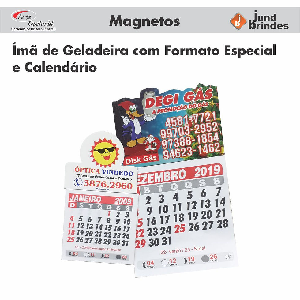 Ímã de Geladeira com Calendário